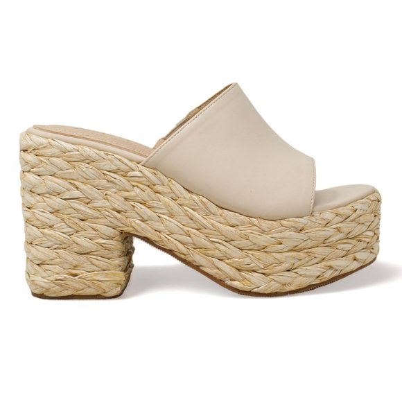 Chase + Chloe Shoes - Slip On High Heel Slides Espadrille Flatform Sandals Mules for Women